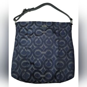 Coach Isabelle Navy Metallic Ikat Shoulder Bag Great Condition